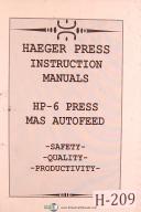 Haeger-Haeger HP-6 Press, Mas Autofeed, Instrucitons Manual Year (1988)-HP6-01